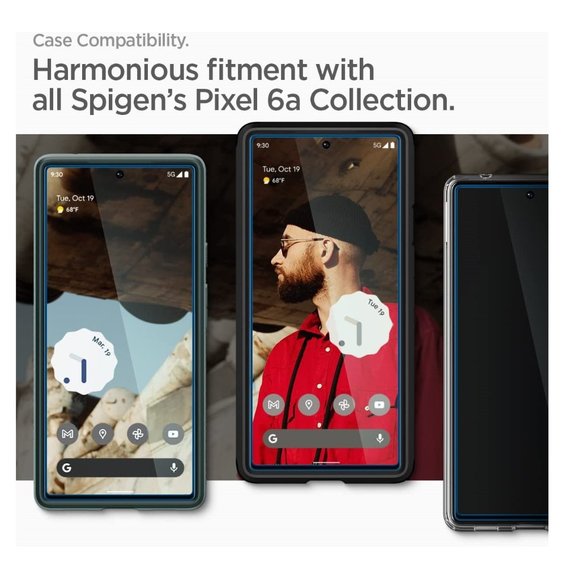 Spigen Tempered Glass Screen Protector designed for Pixel 6a Edge to Edge Protec - Picture 6 of 8